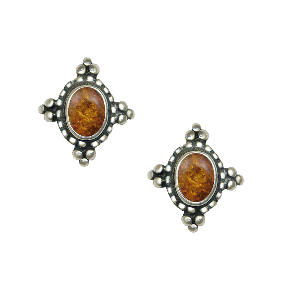 Sterling Silver Little Amber Post Stud Earrings